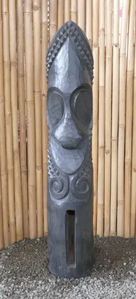 Tiki Polynnesian Statue aus Kokosnuss 125cm hoch schwarz Farbe, Ø ca.18-28 cm 